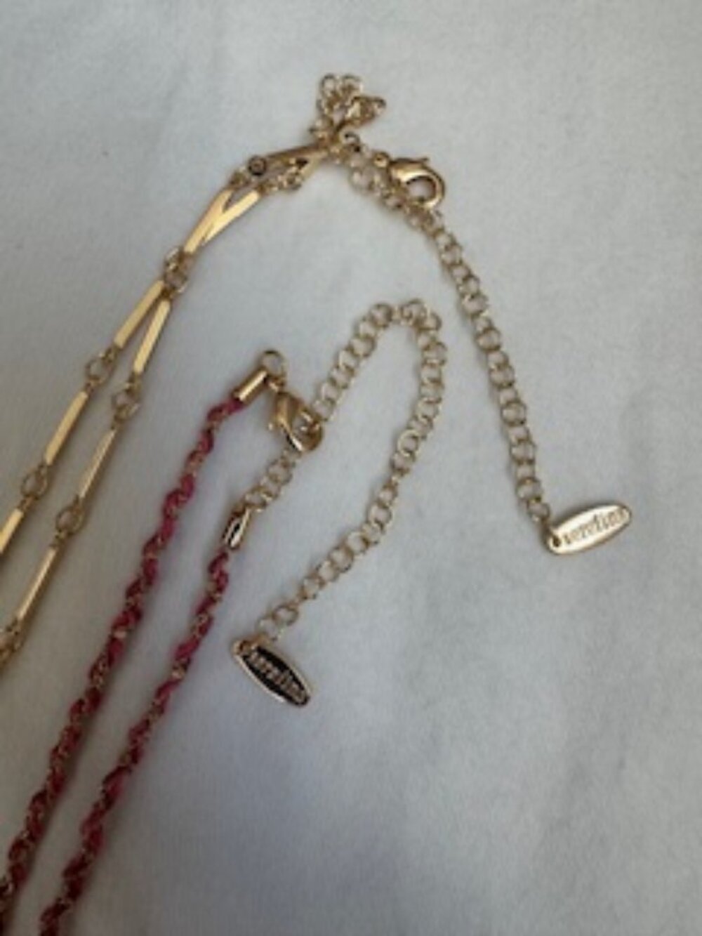 Serefina Layered Gold Statement Necklace Set – Heart Pendant & Pink Cord